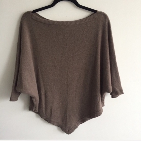 360 CASHMERE Brown Boat Neck Pullover Poncho Sweater Light Brown S - Picture 7 of 8